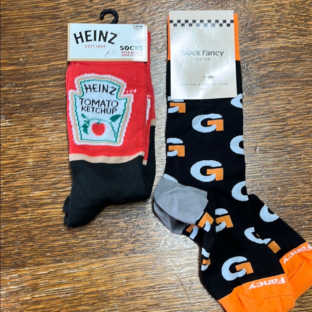 Red Novelty Socks Heinz and Gatorade